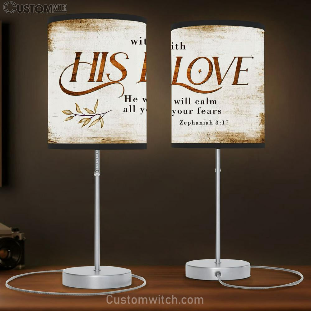 With His Love He Will Calm All Your Fears Zephaniah 317 Lamb Gift Table Lamb - Christian Lamb Gift Decor - Scripture Table Lamb Prints