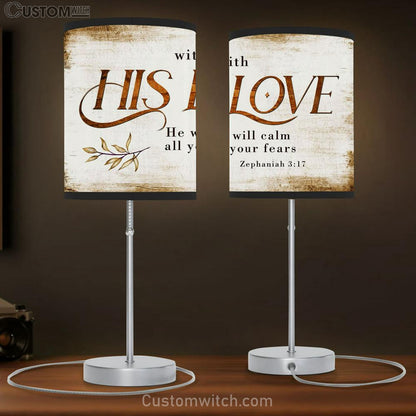 With His Love He Will Calm All Your Fears Zephaniah 317 Lamb Gift Table Lamb - Christian Lamb Gift Decor - Scripture Table Lamb Prints