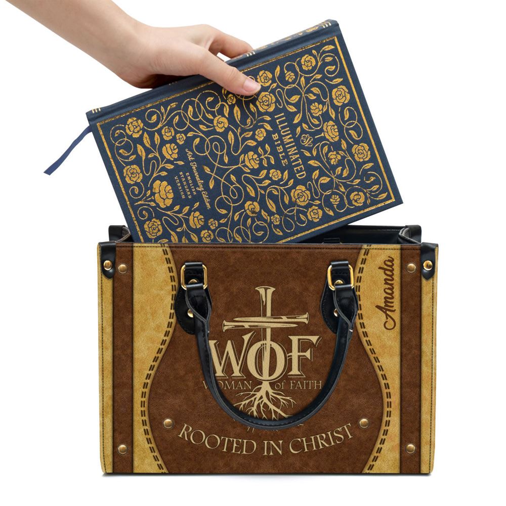 Woman Of Faith Beautiful Personalized Lion Leather Bag For Women, Religious Gifts For Women