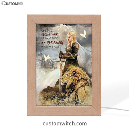 Woman Warrior Lion Of Judah Become What We Want To Be Frame Lamp Prints - Lion Frame Lamp Art - Christian Inspirational Frame Lamp