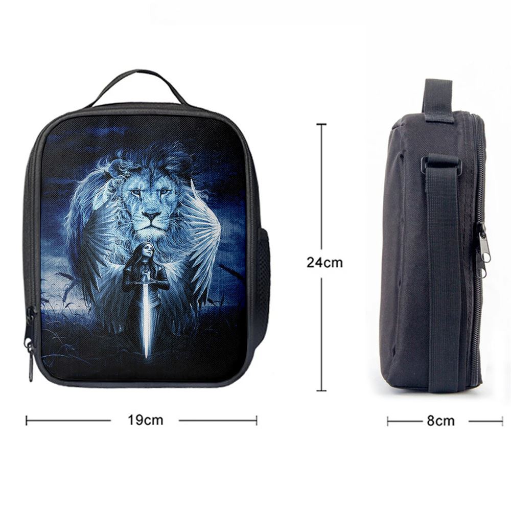 Woman Warrior Lion Of Judah Blue Night Lunch Bag For Men And Women, Spiritual Christian Lunch Box For School, Work