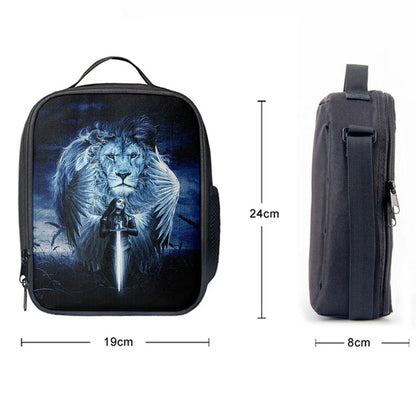 Woman Warrior Lion Of Judah Blue Night Lunch Bag For Men And Women, Spiritual Christian Lunch Box For School, Work