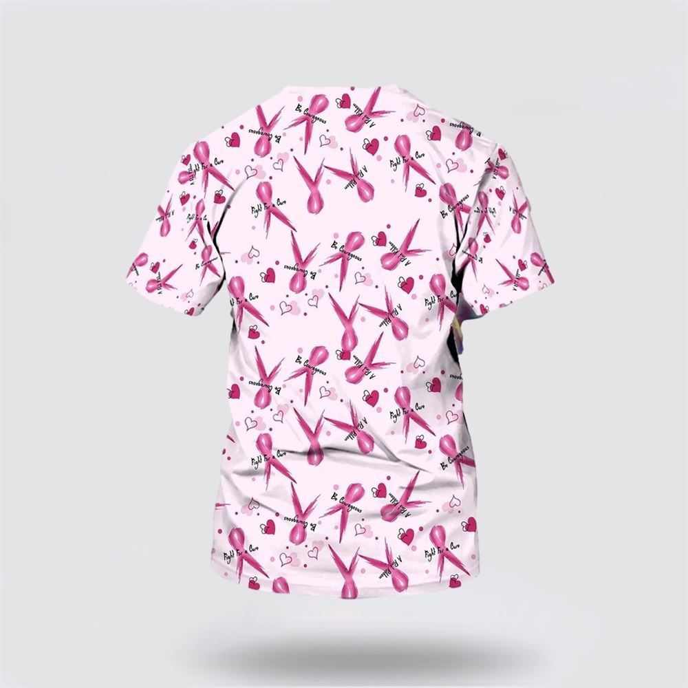 Women Breast Cancer Warrior All Over Print 3D T Shirt, Breast Cancer Gift Ideas, Unisex T Shirt