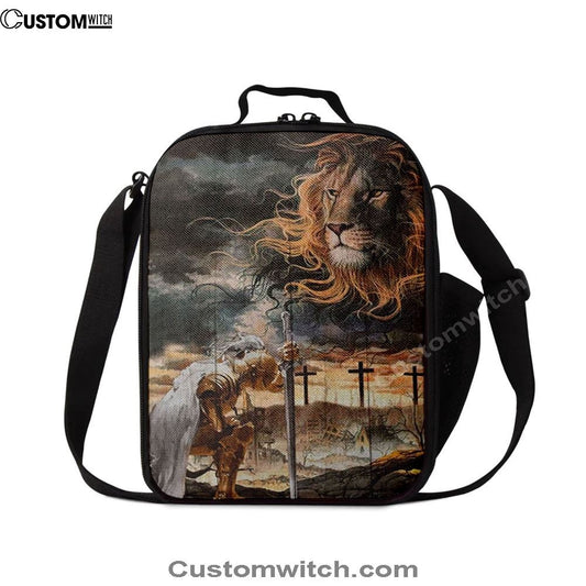 Women Warrior Kneel Before Lion Of Judah Lunch Bag For Men And Women, Spiritual Christian Lunch Box For School, Work