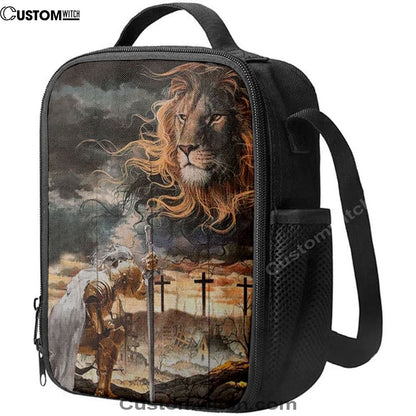 Women Warrior Kneel Before Lion Of Judah Lunch Bag For Men And Women, Spiritual Christian Lunch Box For School, Work