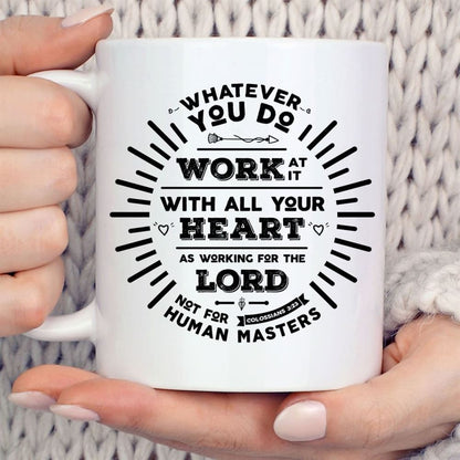 Working For The Lord Colossians 323 Coffee Mug, Christian Mug, Bible Mug, Faith Gift, Encouragement Gift