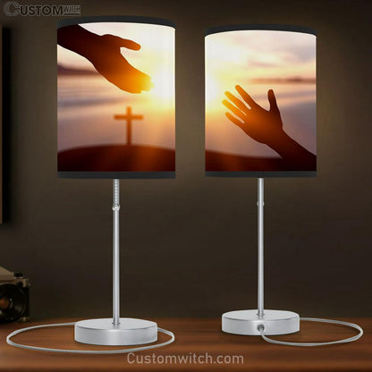World Peace Day Concept Silhouette Jesus Reaching Out Hand Image Table Lamb Pictures - Faith Art - Christian Table Lamb Gift Decor