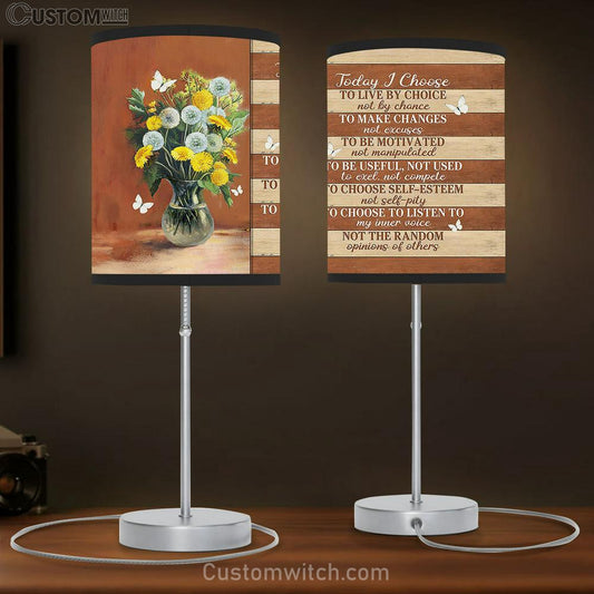 Yellow Flower Dandelion Today I Choose Table Lamb Art - Bible Verse Lamb Gift - Christian Bedroom Decor