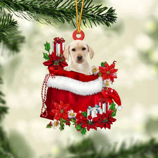 Yellow Labrador In Gift Bag Christmas Ornament, Christmas Gift, Christmas Tree Decorations, Christmas Ornament 2023