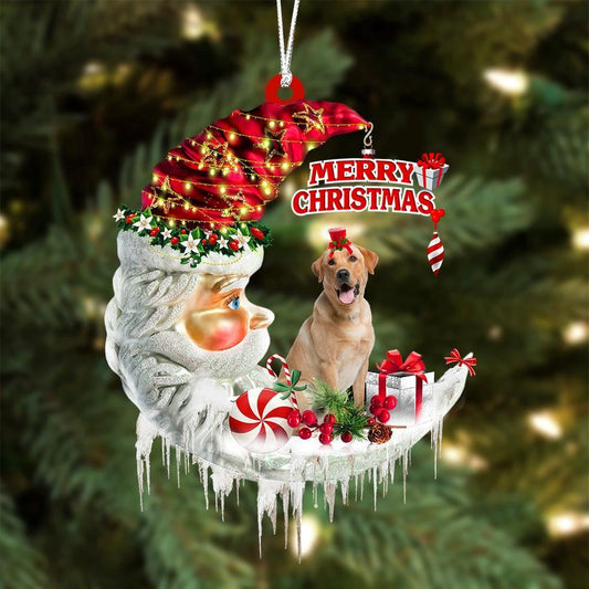 Yellow Labrador Retriever On The Moon Merry Christmas Hanging Ornament, Christmas Gift, Christmas Tree Decorations, Christmas Ornament 2023