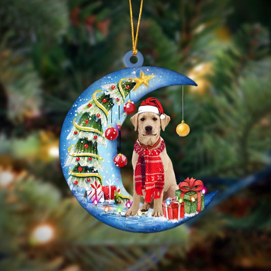 Yellow Labrador Retriever On The Moon Merry Christmas Hanging Ornaments, Christmas Gift, Christmas Tree Decorations, Christmas Ornament 2023