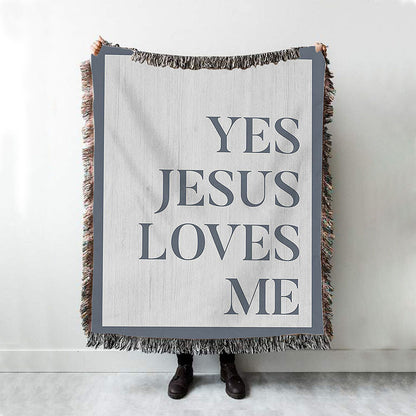 Yes Jesus Loves Me Woven Throw Blanket Decor - Christian Woven Throw Blanket Decor