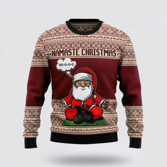 Yoga Santa Clause Ugly Christmas Sweater, Best Gift For Holiday, Christmas Crewneck Sweater, Christmas Winter Fashion