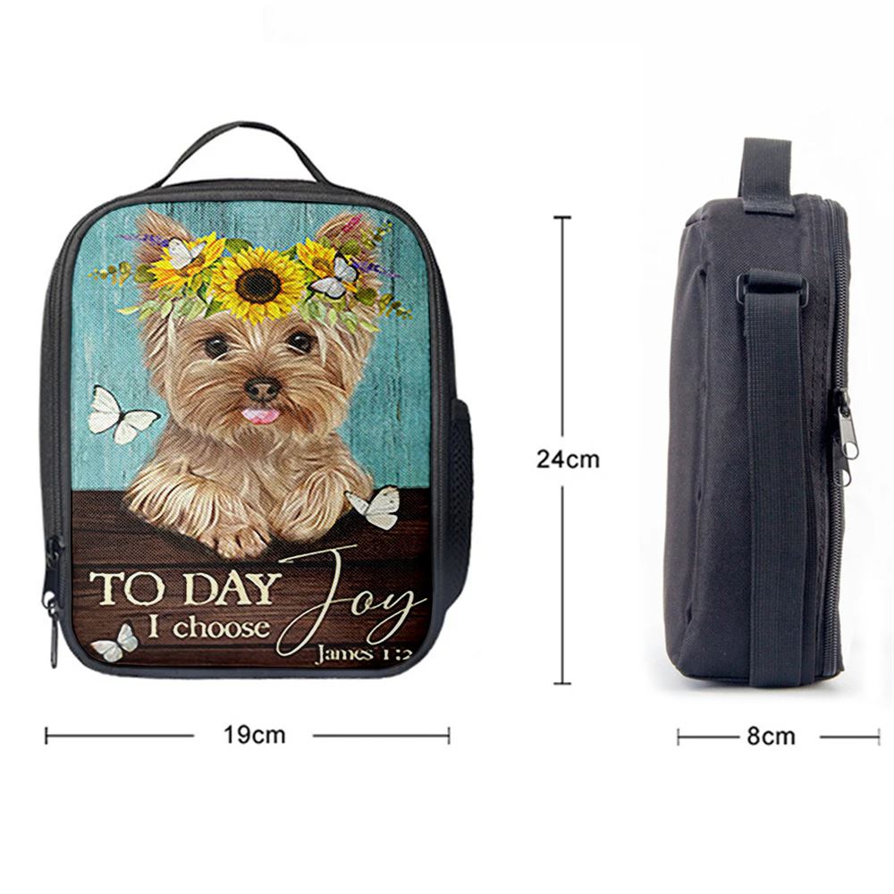 Yorkshire Terrier Dog Today I Choose Joy Lunch Bag For Men And Women - Gift For Dog Lover, Spiritual Christian Lunch Box For School, Work