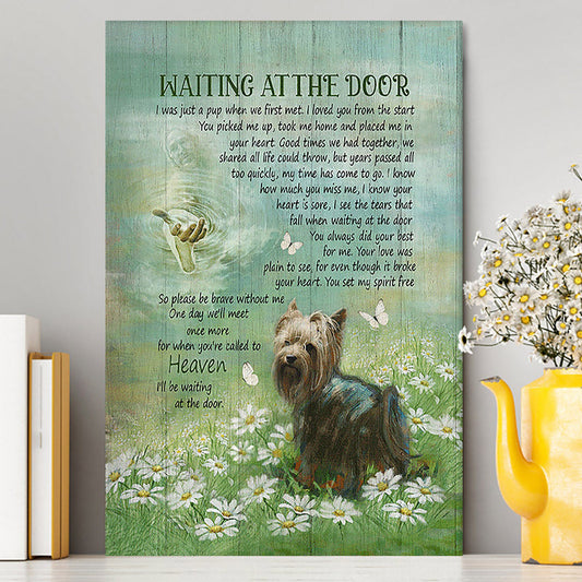 Yorkshire Terrier Dog Waiting At The Door Canvas - Jesus Christ Hand Daisy Field Canvas Wall Decor - Christian Wall Art - Gift For Dog Lover