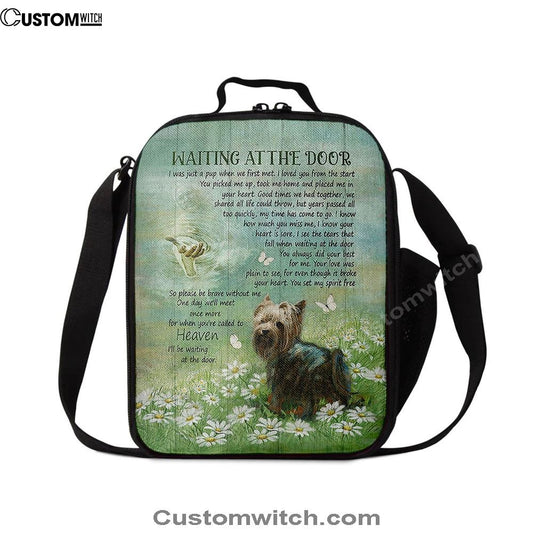 Yorkshire Terrier Dog Waiting At The Door Lunch Bag For Men And Women - Jesus Christ Hand Daisy Field Lunch Bag - Gift For Dog Lover