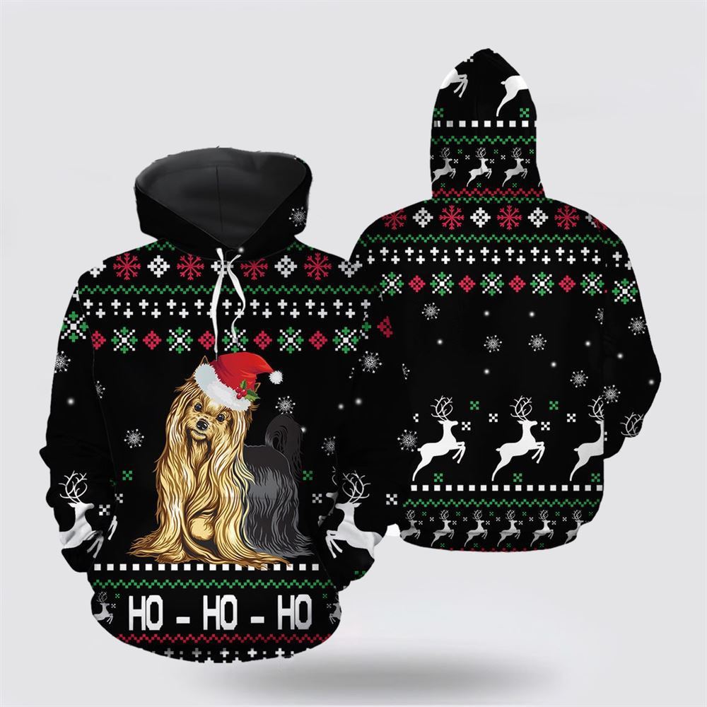 Yorkshire Terrier Hohoho All Over Print 3D Hoodie For Men & Women, Christmas Dog Hoodie, Christmas Hoodie Cute, Christmas Gift