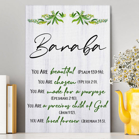 You Are Beautiful Chosen Made For A Purpose Personalized Canvas Wall Art - Inspirational Canvas Art - Christian Wall Decor