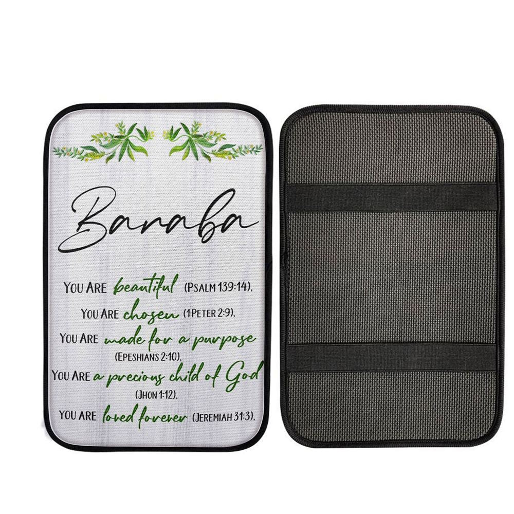 You Are Beautiful Chosen Made For A Purpose Personalized Car Center Console Cover, Bible Verse Car Interior Accessories