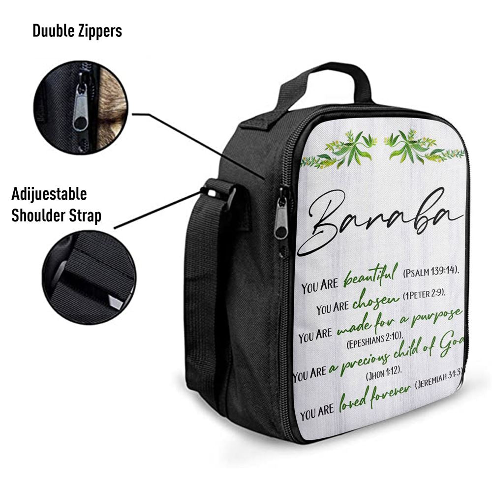 You Are Beautiful Chosen Made For A Purpose Personalized Lunch Bag For Men And Women, Spiritual Christian Lunch Box For School, Work