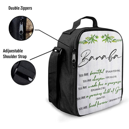 You Are Beautiful Chosen Made For A Purpose Personalized Lunch Bag For Men And Women, Spiritual Christian Lunch Box For School, Work