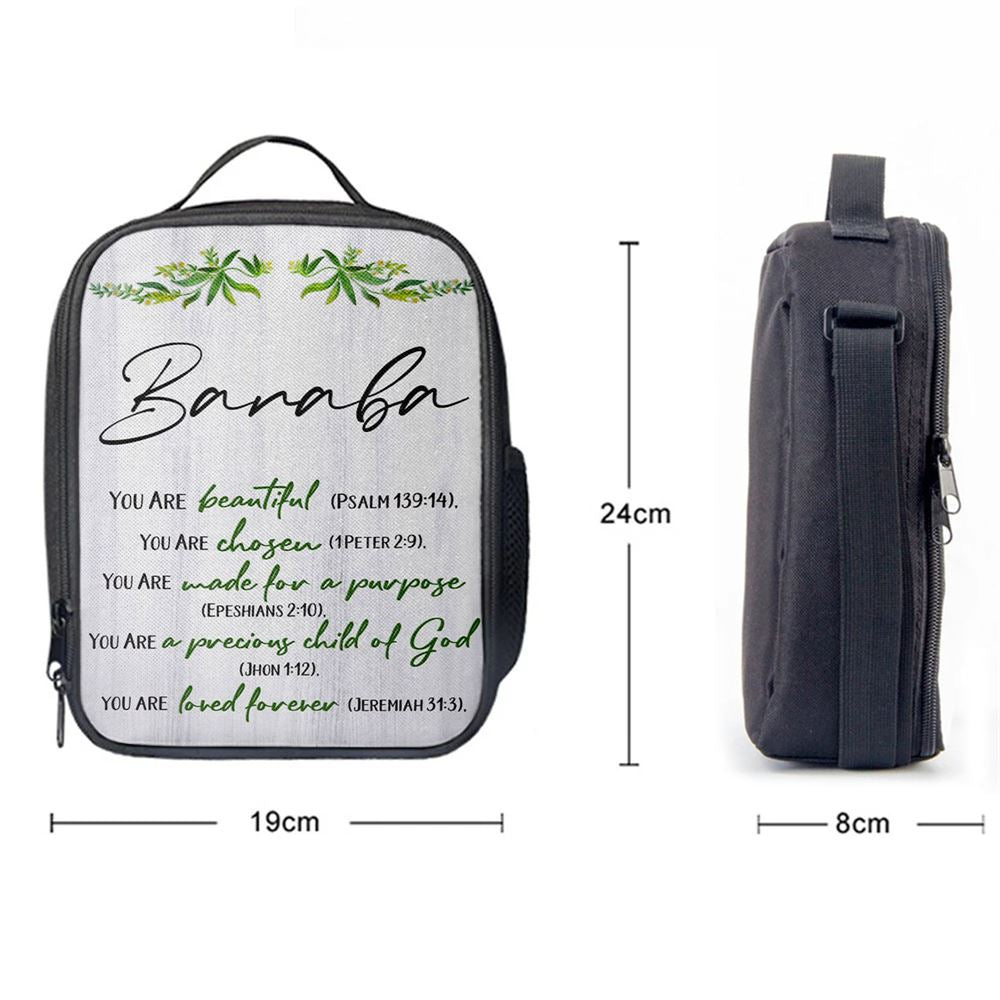 You Are Beautiful Chosen Made For A Purpose Personalized Lunch Bag For Men And Women, Spiritual Christian Lunch Box For School, Work