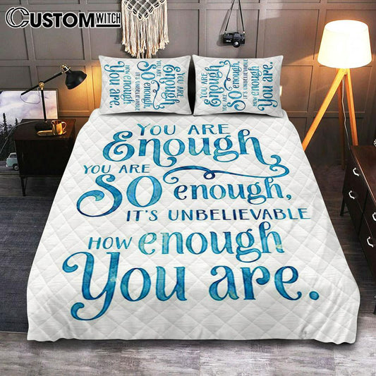 You Are Enough Motivational Quilt Bedding Set Bedroom - Christian Cover Twin Bedding Quilt Bedding Set