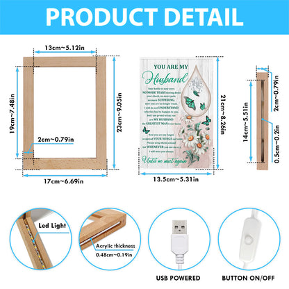 You Are My Husband Until We Meet Again The Butterfly Flower Tear Frame Lamp Prints - Christian Decor - Bible Verse Wooden Lamp