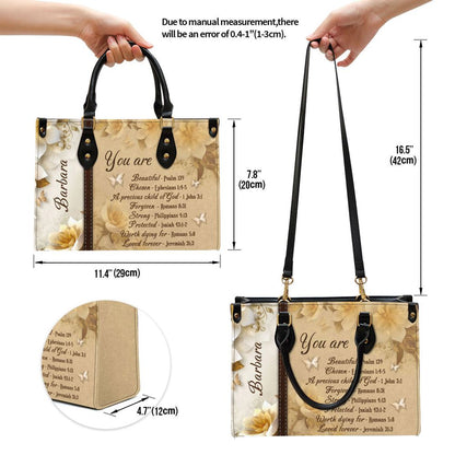 You Are Protected Beautiful Personalized Flower Leather Bag For Women, Religious Gifts For Women