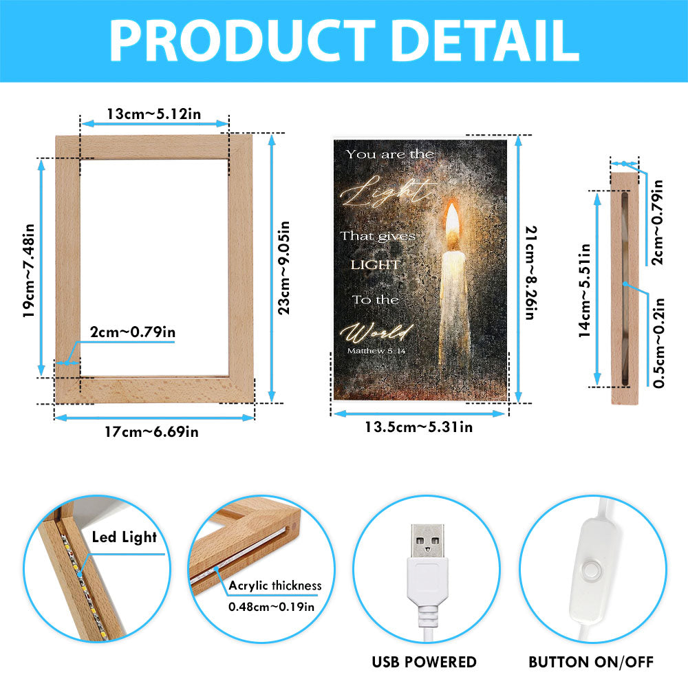 You Are The Light Candle Frame Lamp Art - Christian Art - Inspirational Gift For Christian Women