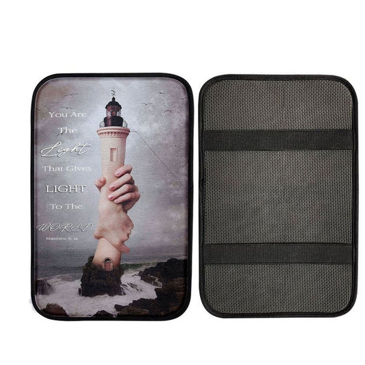 You Are The Light Lighthouse Hand of God Car Center Console Cover, Religious Car Interior Accessories