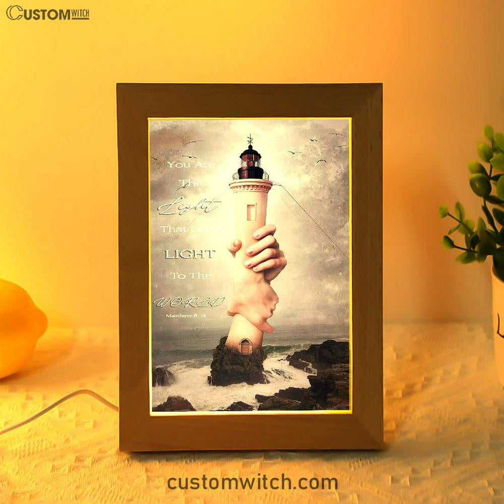 You Are The Light Lighthouse Hand of God Frame Lamp Art - Christian Decor - Inspirational Gift For Christian Women