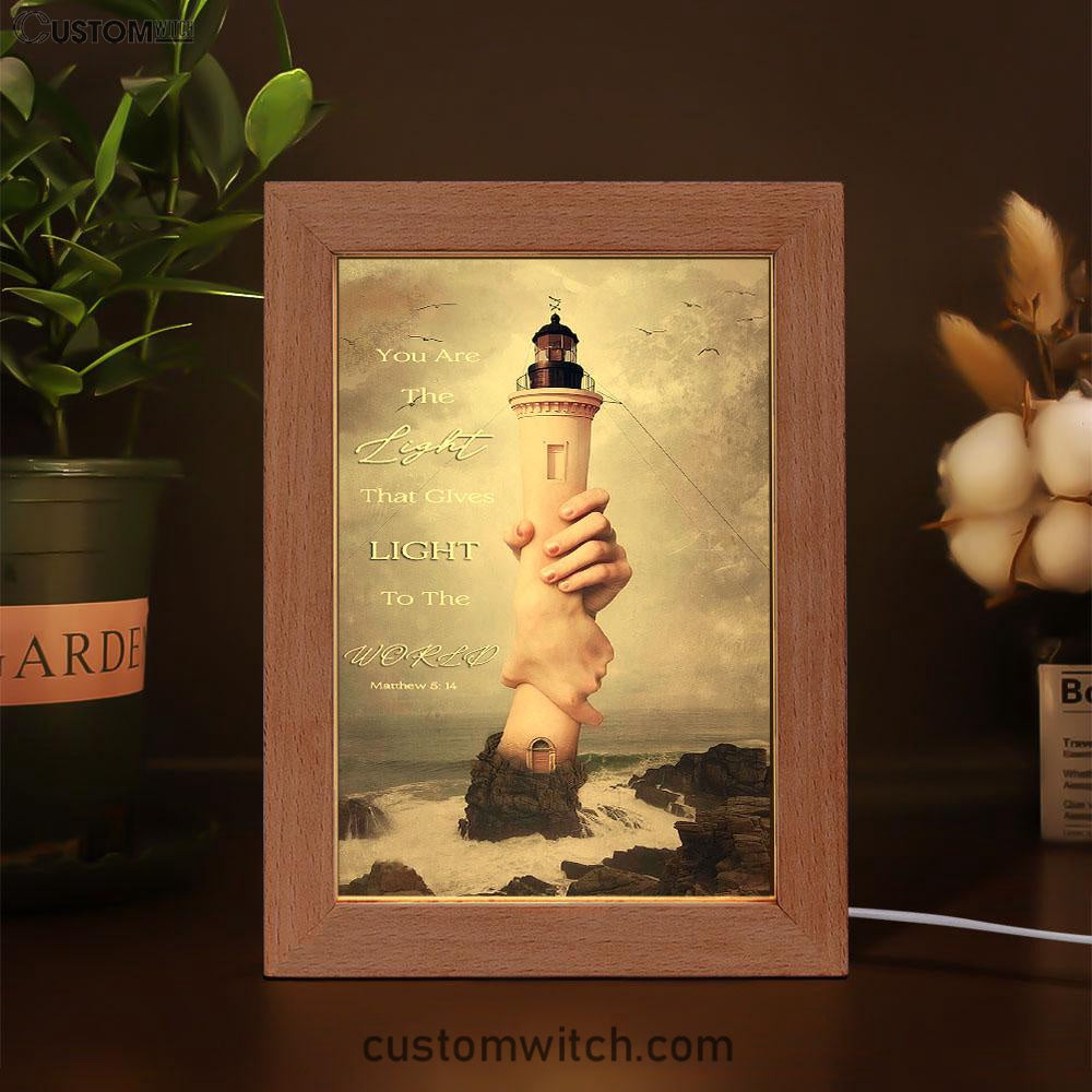You Are The Light Lighthouse Hand of God Frame Lamp Art - Christian Decor - Inspirational Gift For Christian Women