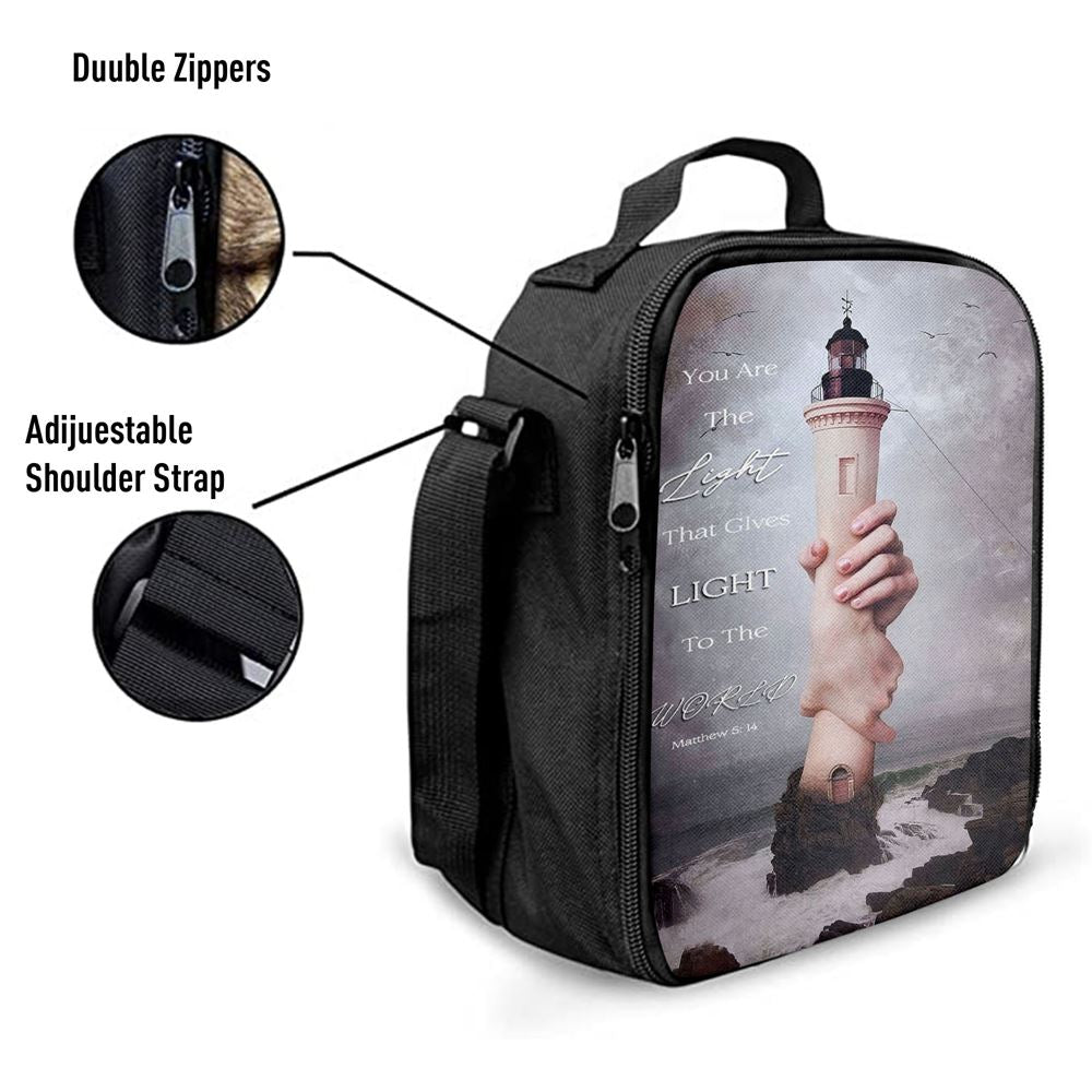 You Are The Light Lighthouse Hand of God Lunch Bag For Men And Women - Inspirational Gift For Christian Women