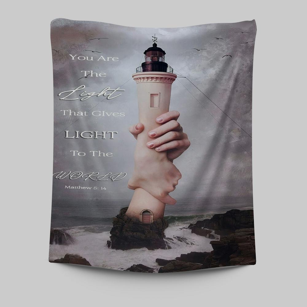 You Are The Light Lighthouse Hand of God Tapestry Wall Art - Christian Wall Decor - Inspirational Gift For Christian Women