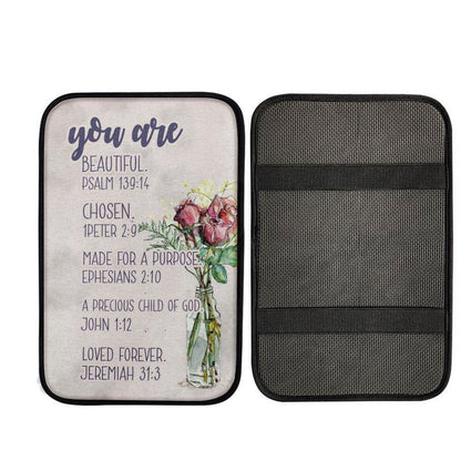 You Are Who God Says You Are Bible Verse Car Center Console Cover, Cross Car Interior Accessories