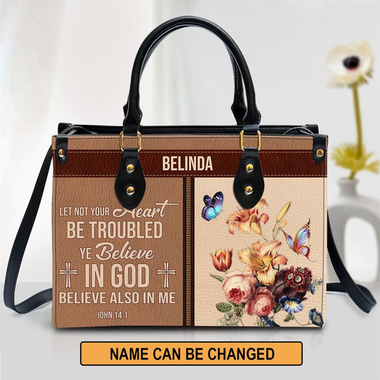 You Believe In God Beautiful Personalized Leather Bag For Women, Religious Gifts For Women