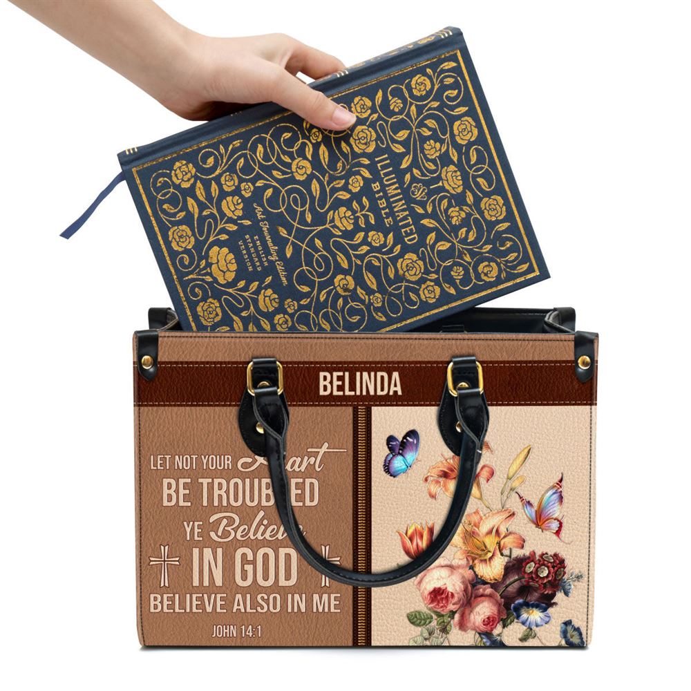 You Believe In God Beautiful Personalized Leather Bag For Women, Religious Gifts For Women