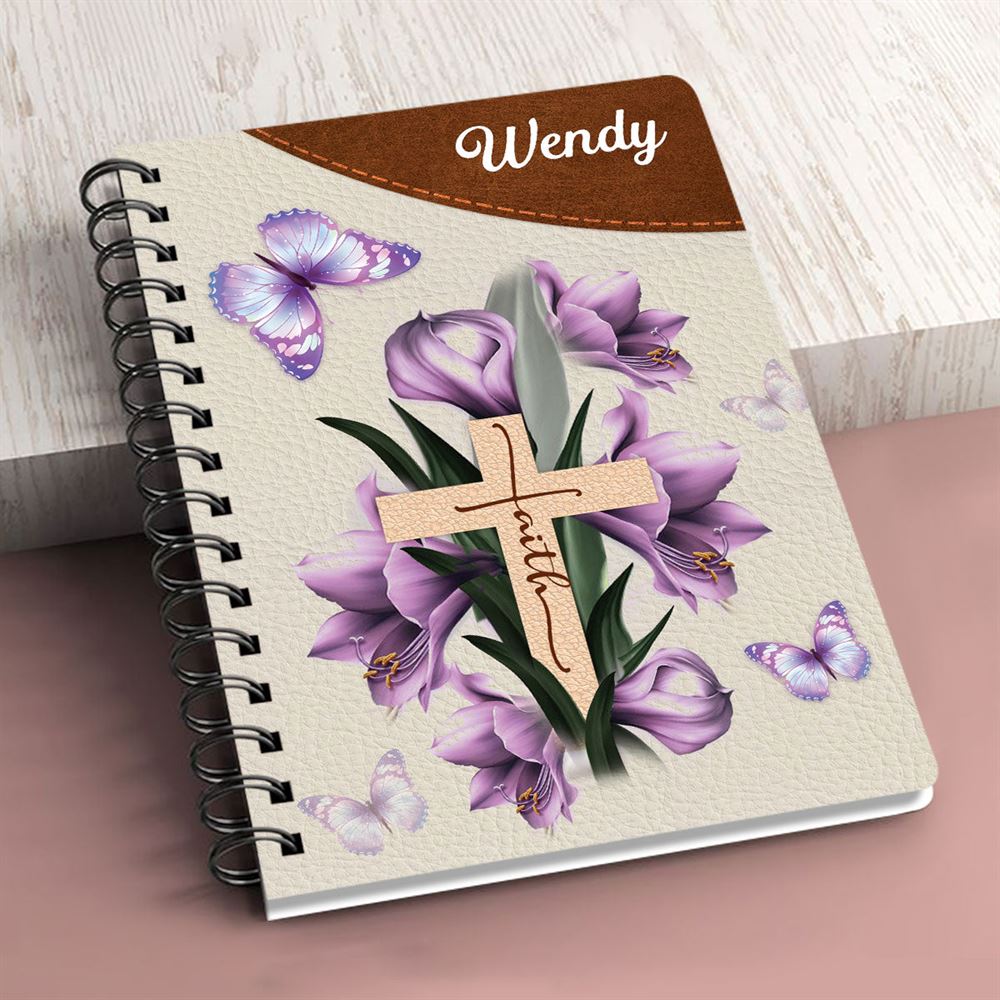 You Can Count On God Personalized Cross Spiral Journal, Christian Art Gifts Journal