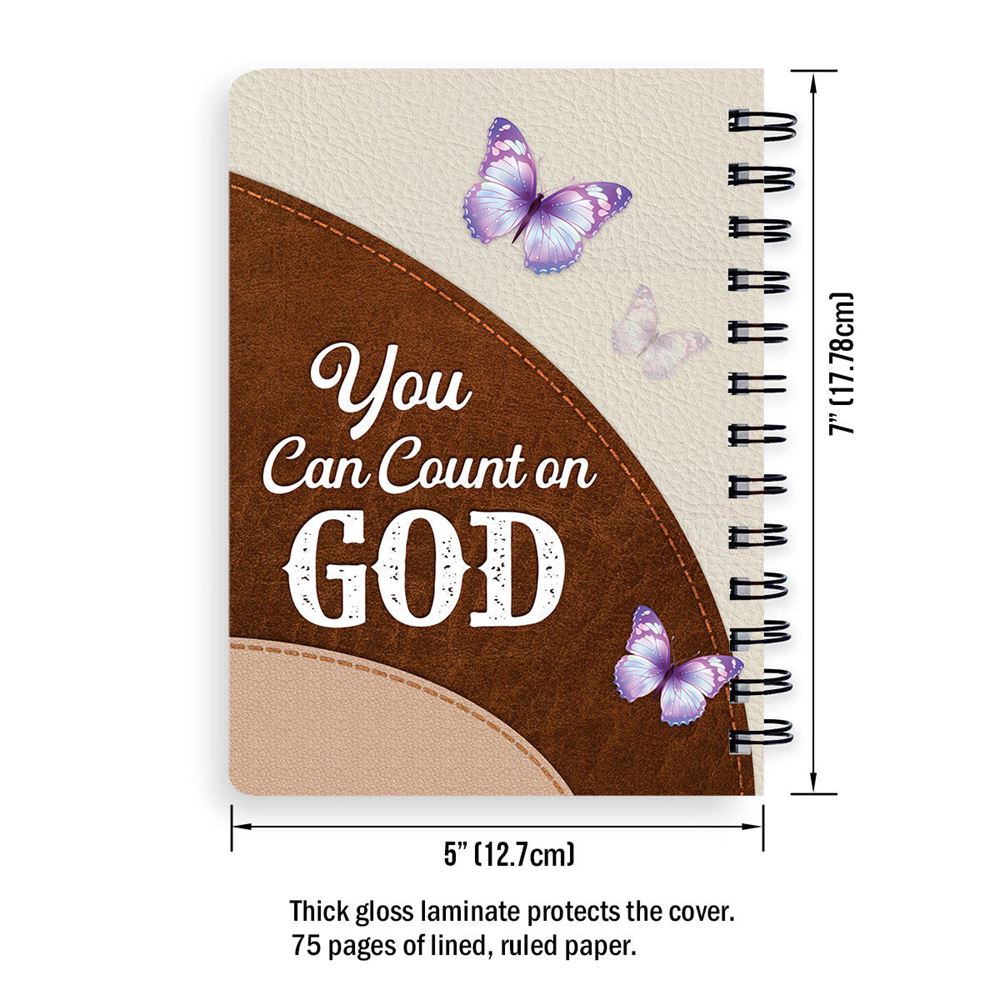 You Can Count On God Personalized Cross Spiral Journal, Christian Art Gifts Journal
