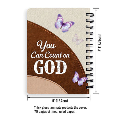 You Can Count On God Personalized Cross Spiral Journal, Christian Art Gifts Journal