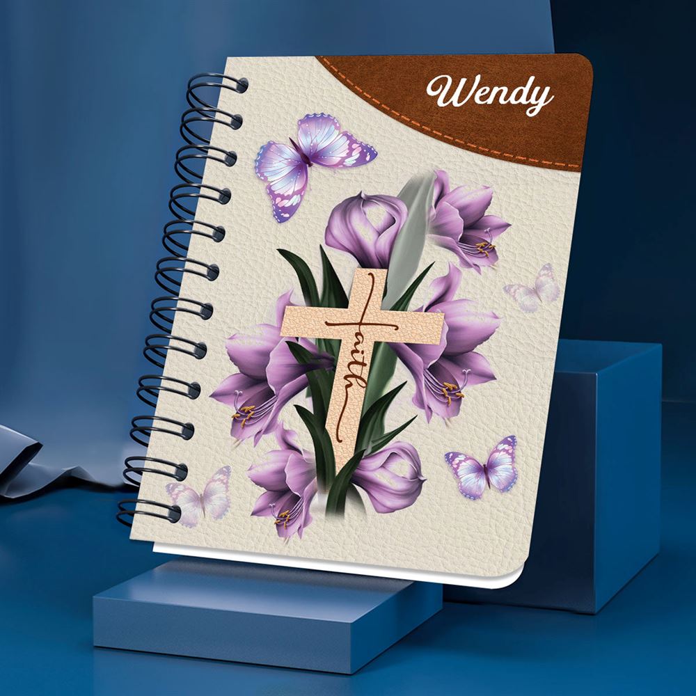 You Can Count On God Personalized Cross Spiral Journal, Christian Art Gifts Journal