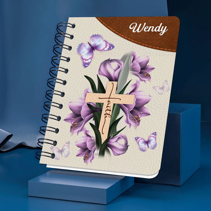 You Can Count On God Personalized Cross Spiral Journal, Christian Art Gifts Journal