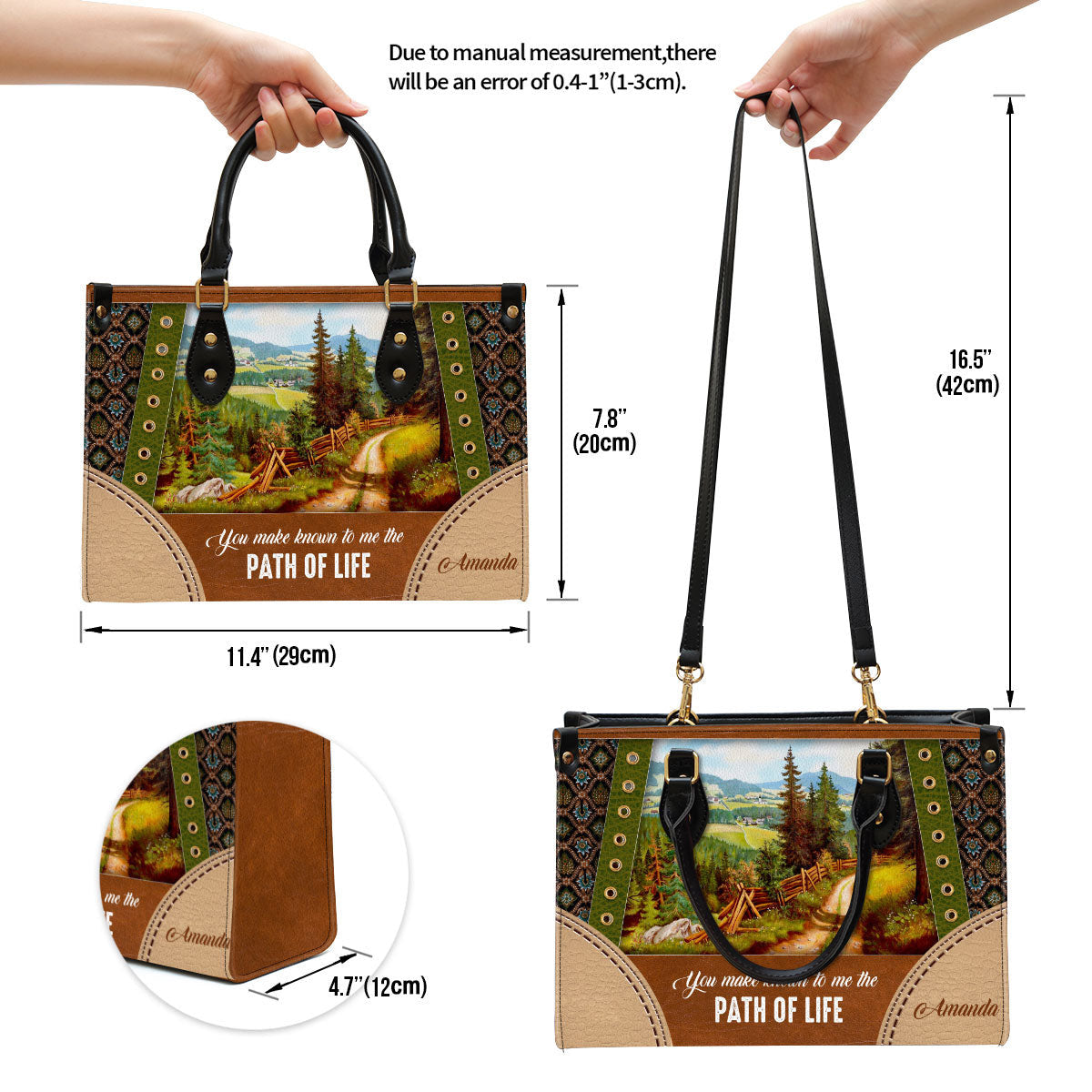 You Make Known To Me The Path Of Life Personalized Lion Leather Bag, Women Pu Leather Bag, Christian Gifts For Women