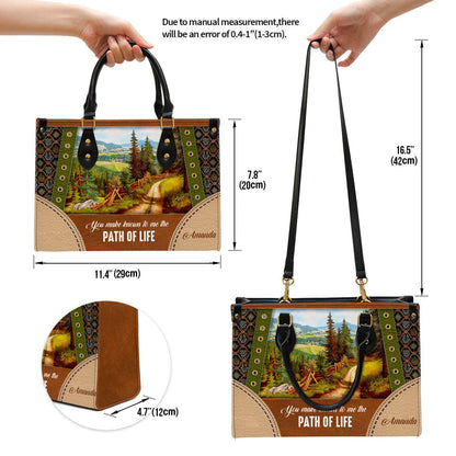 You Make Known To Me The Path Of Life Personalized Lion Leather Bag, Women Pu Leather Bag, Christian Gifts For Women