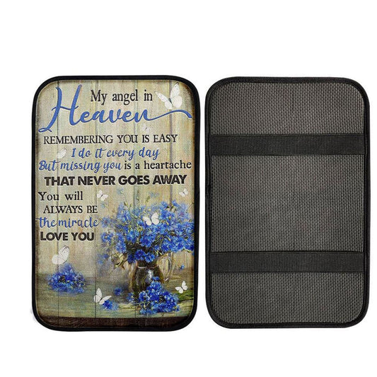 You Will Always Be The Miracle Car Armrest Pad - Blue Flower Glass Vase Butterfly Car Center Console Cover Accessories