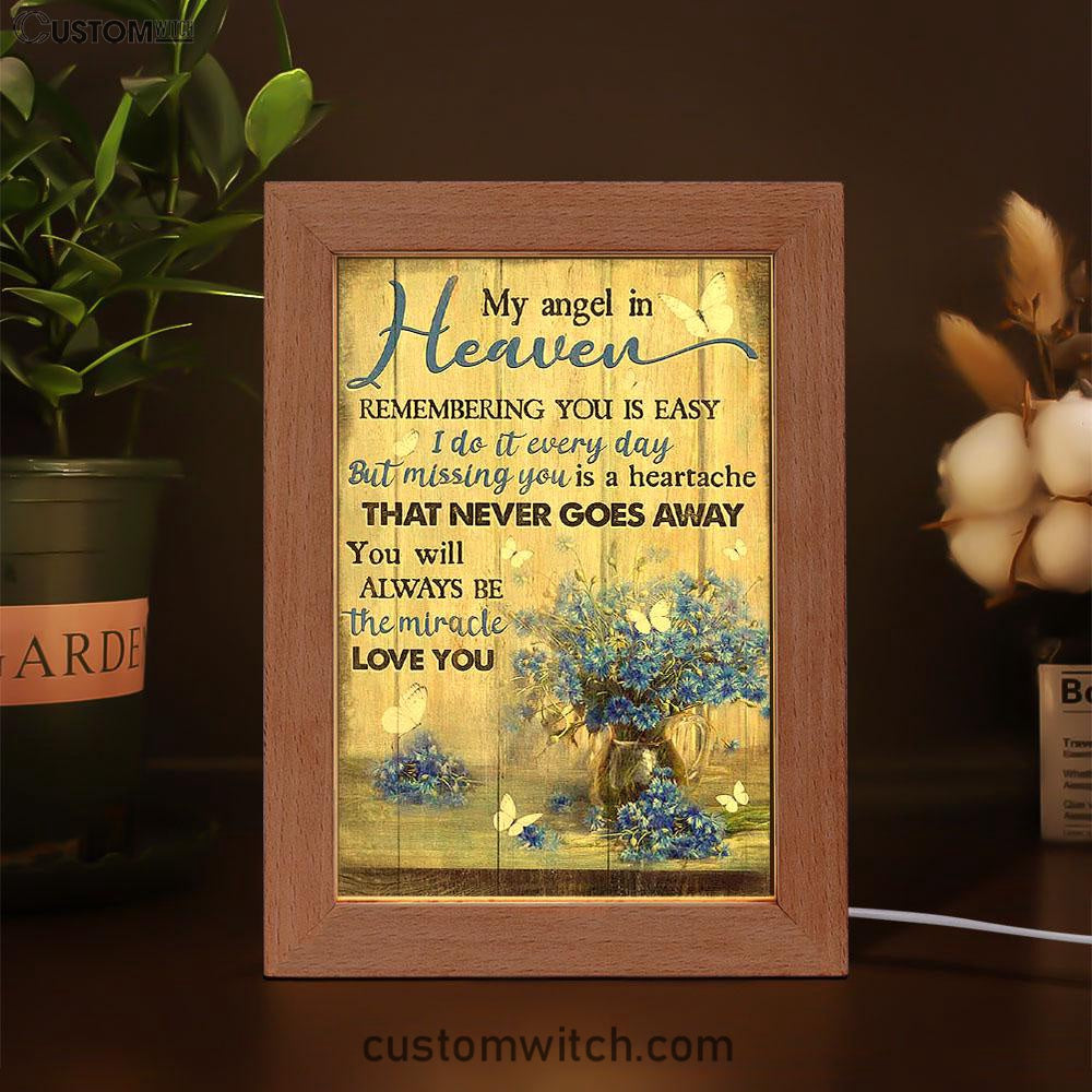 You Will Always Be The Miracle Frame Lamp - Blue Flower Glass Vase Butterfly Frame Lamp Art - Christian Art - Bible Verse Art - Religious Home Decor