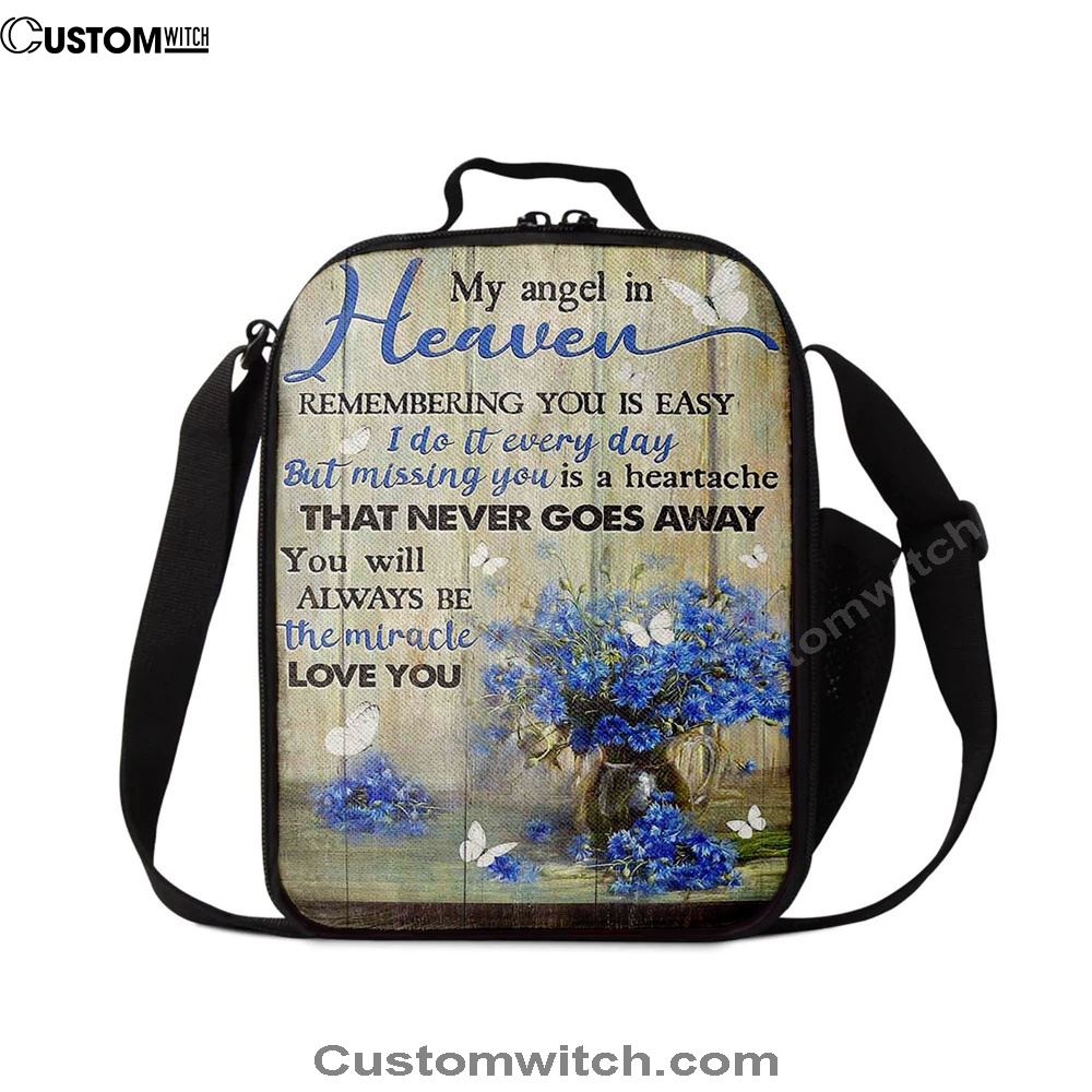You Will Always Be The Miracle Lunch Bag For Men And Women, Blue Flower Glass Vase Butterfly Lunch Bag, Spiritual Christian Lunch Box For School, Work