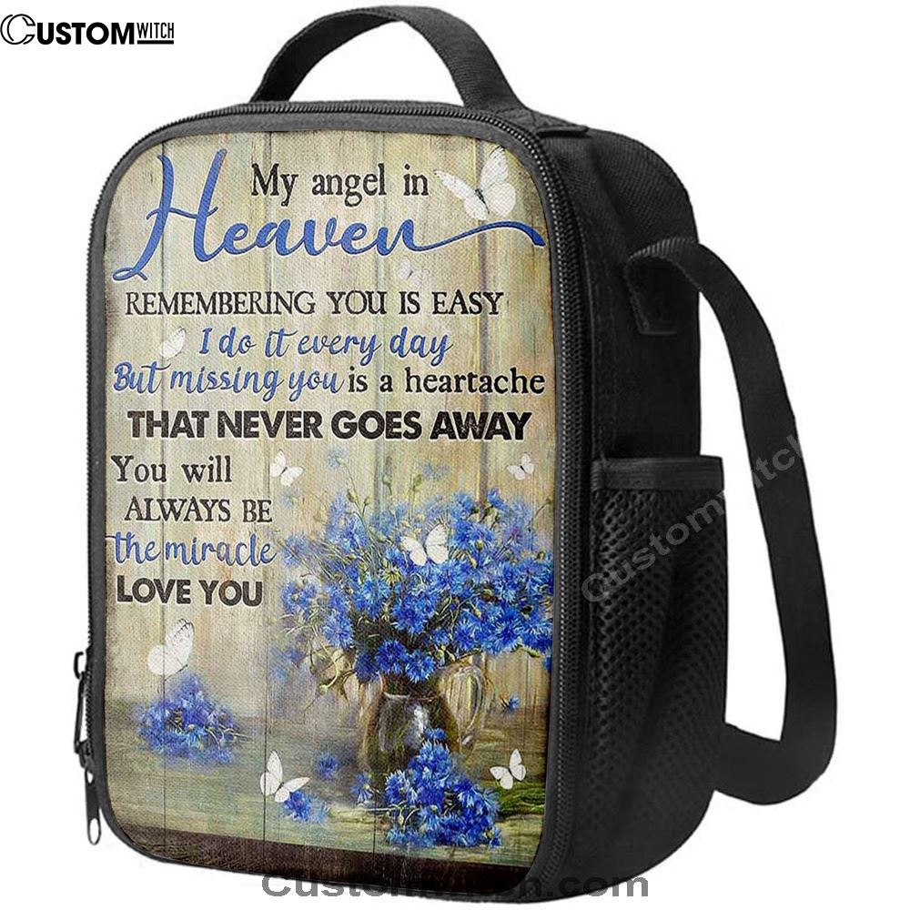 You Will Always Be The Miracle Lunch Bag For Men And Women, Blue Flower Glass Vase Butterfly Lunch Bag, Spiritual Christian Lunch Box For School, Work