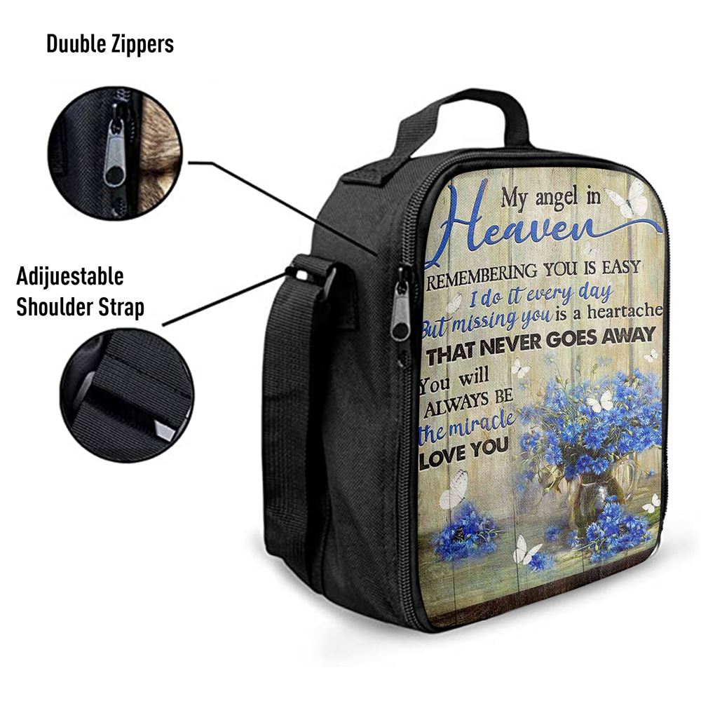 You Will Always Be The Miracle Lunch Bag For Men And Women, Blue Flower Glass Vase Butterfly Lunch Bag, Spiritual Christian Lunch Box For School, Work